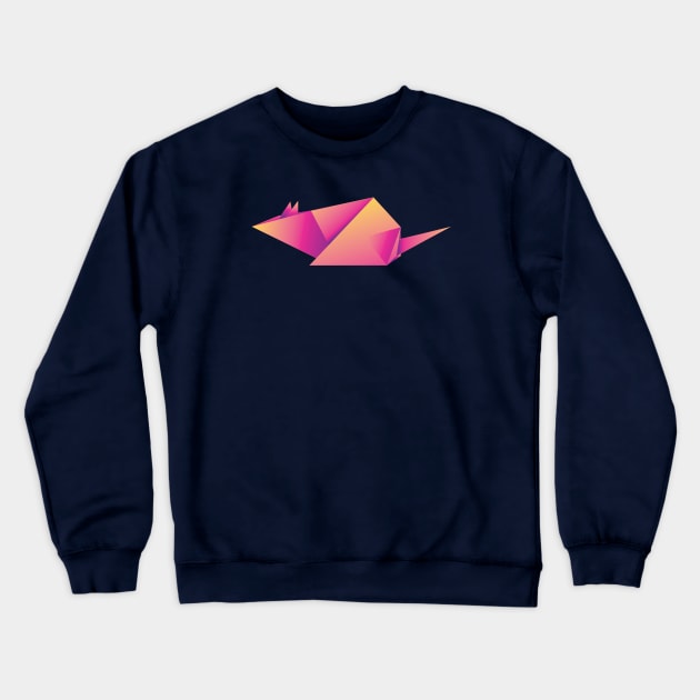 Neon pink origami mouse Crewneck Sweatshirt by AnnArtshock